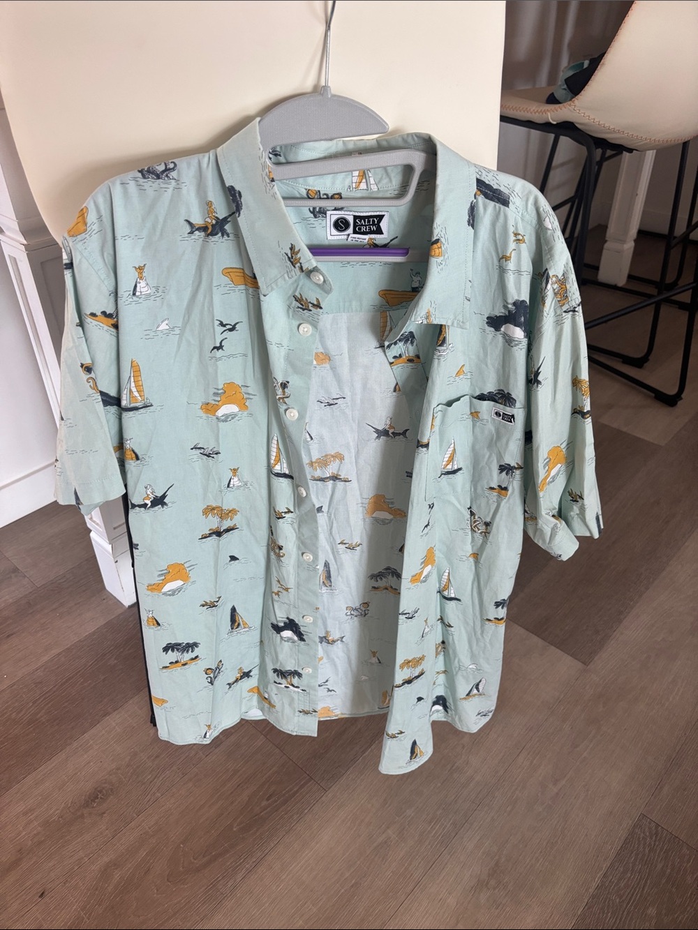 Salty Crew Light Mint Nautical Button-Up Shirt